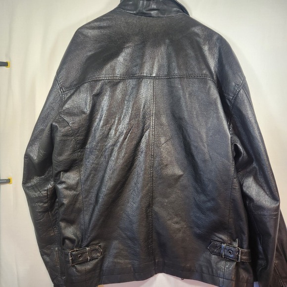 Pelle Cuir Black Leather Bomber Jacket Mens XL Buckles Vintage minor flaws - Picture 2 of 15